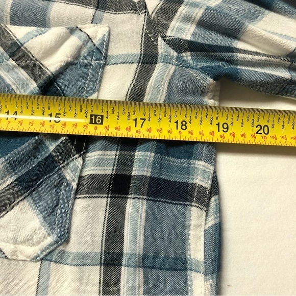 Garage Blue, Black & White Plaid Long Sleeve Button Down Shirt Size Small - Picture 5 of 8